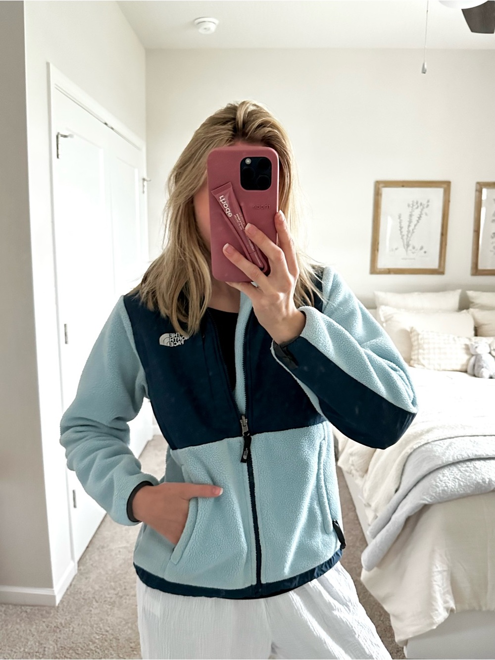 Patagonia Women's Light Blue & Navy Two-Tone Teddy Fleece Jacket